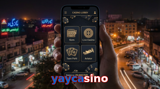 Main screen of Yaycasino app page for PK players