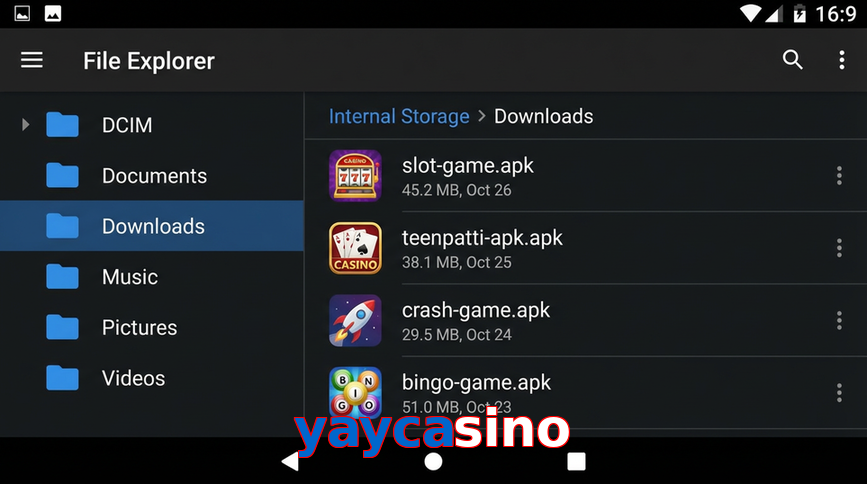 Main screen of Yaycasino gameapk page for PK players