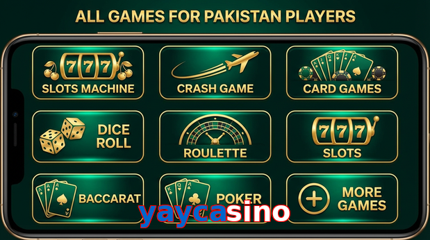 Main screen of Yaycasino games page for PK players