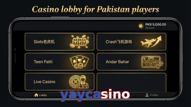 Lobby view of Yaycasino for Pakistan users