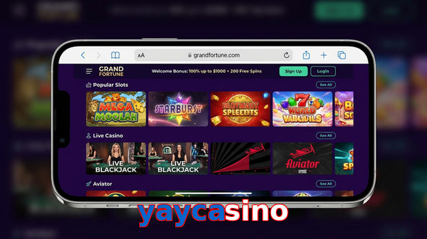 Main screen of Yaycasino ios page for PK players